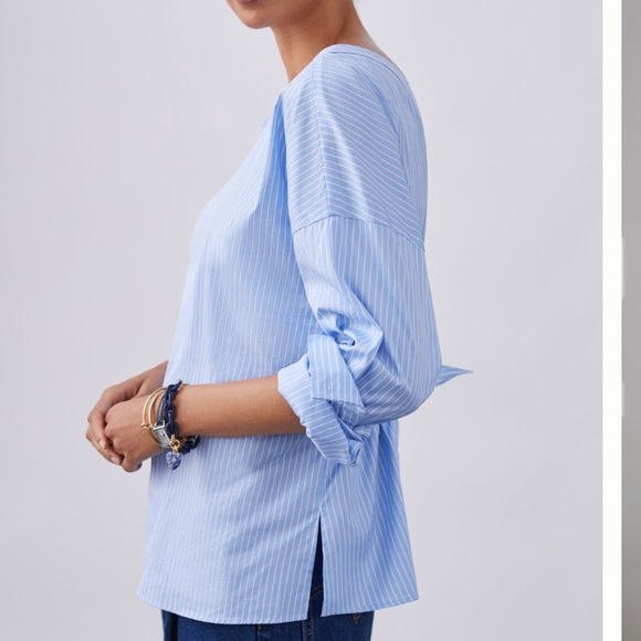 Anthropologie X Harshman Blue Striped Blouse - Picture 2 of 6